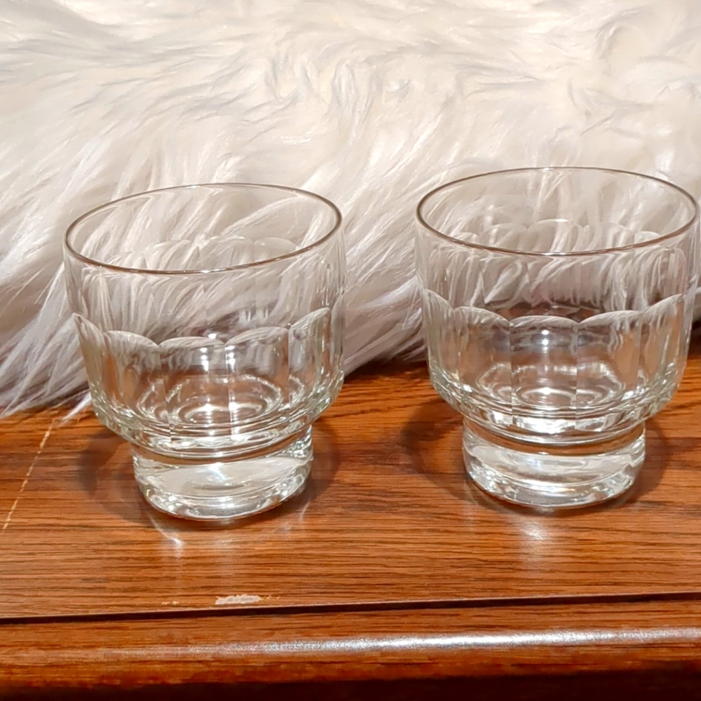 Vintage Clear Whiskey Glasses Set of 2